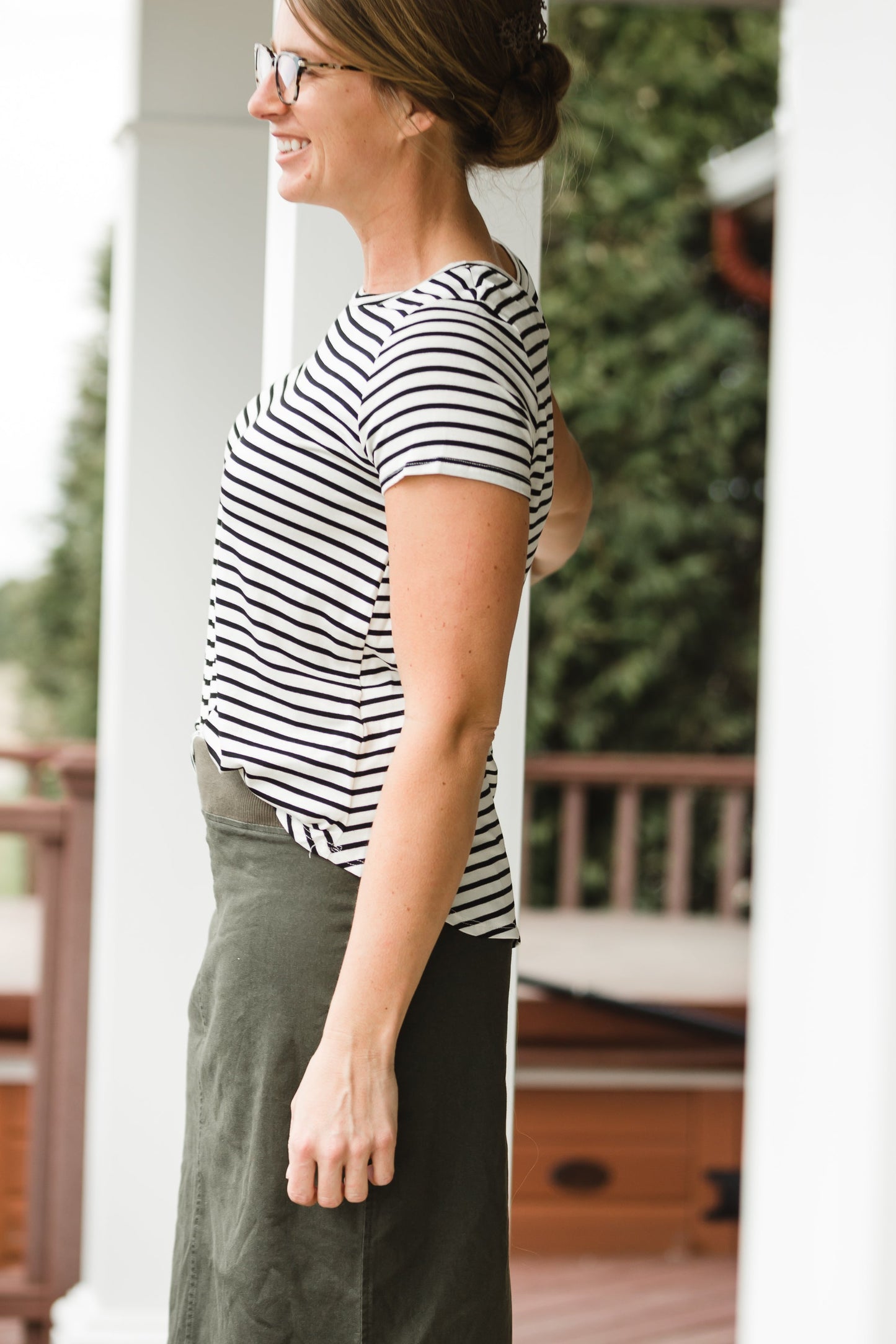 Classic Comfy Striped Short Sleeve Tee Tops