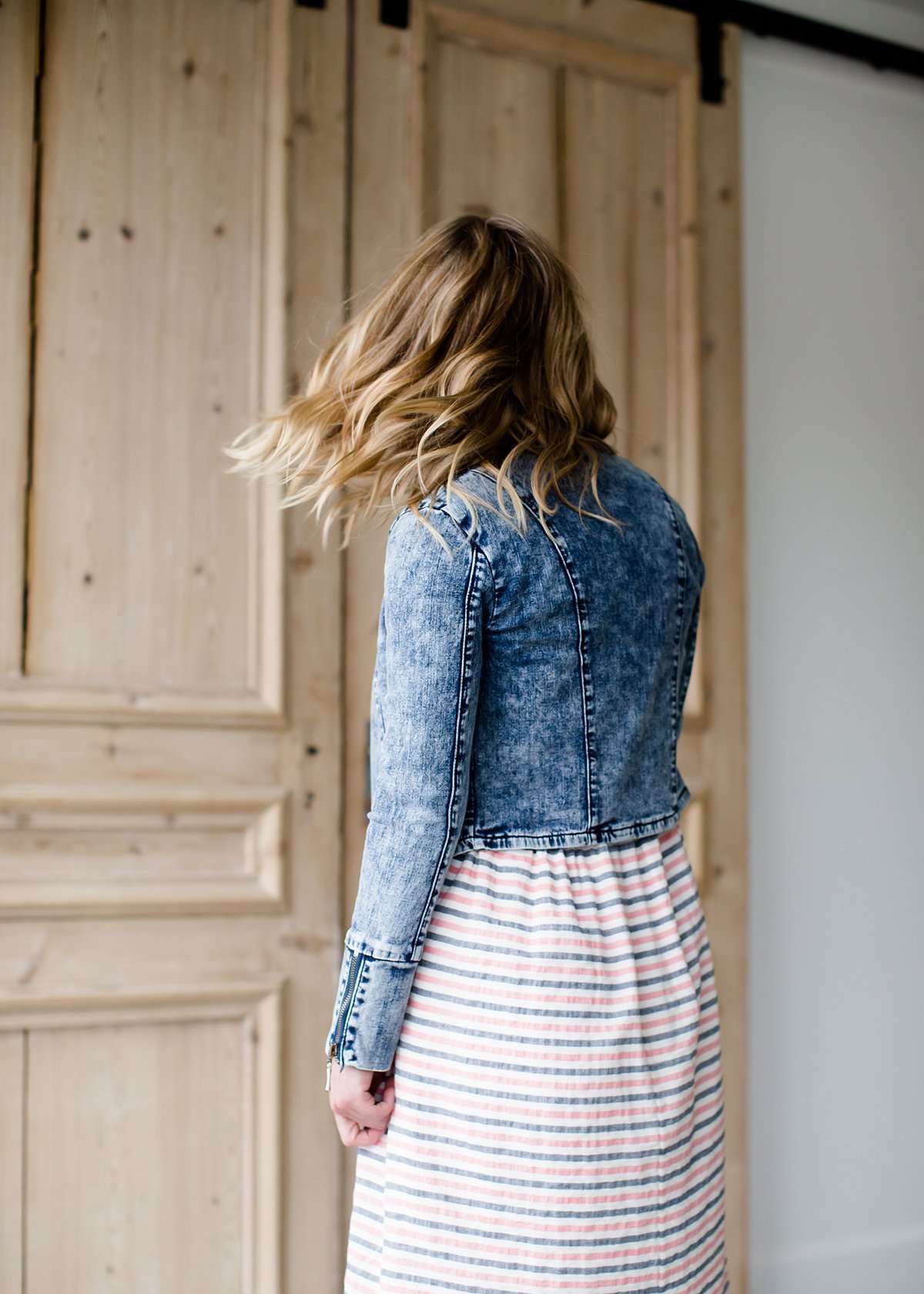 acid wash blue cropped denim jacket