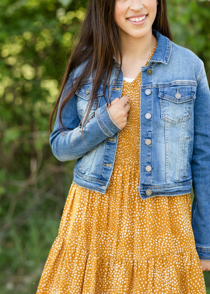 Classic Cropped Denim Jean Jacket Tops