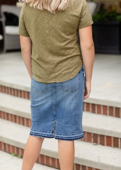 Classic Olive Rolled Button Up Tee - FINAL SALE Tops