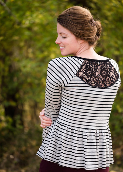 Classic Stripe Peplum Top - FINAL SALE Tops