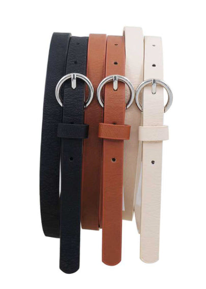 Cognac Round Gold Buckle Belt Accessories