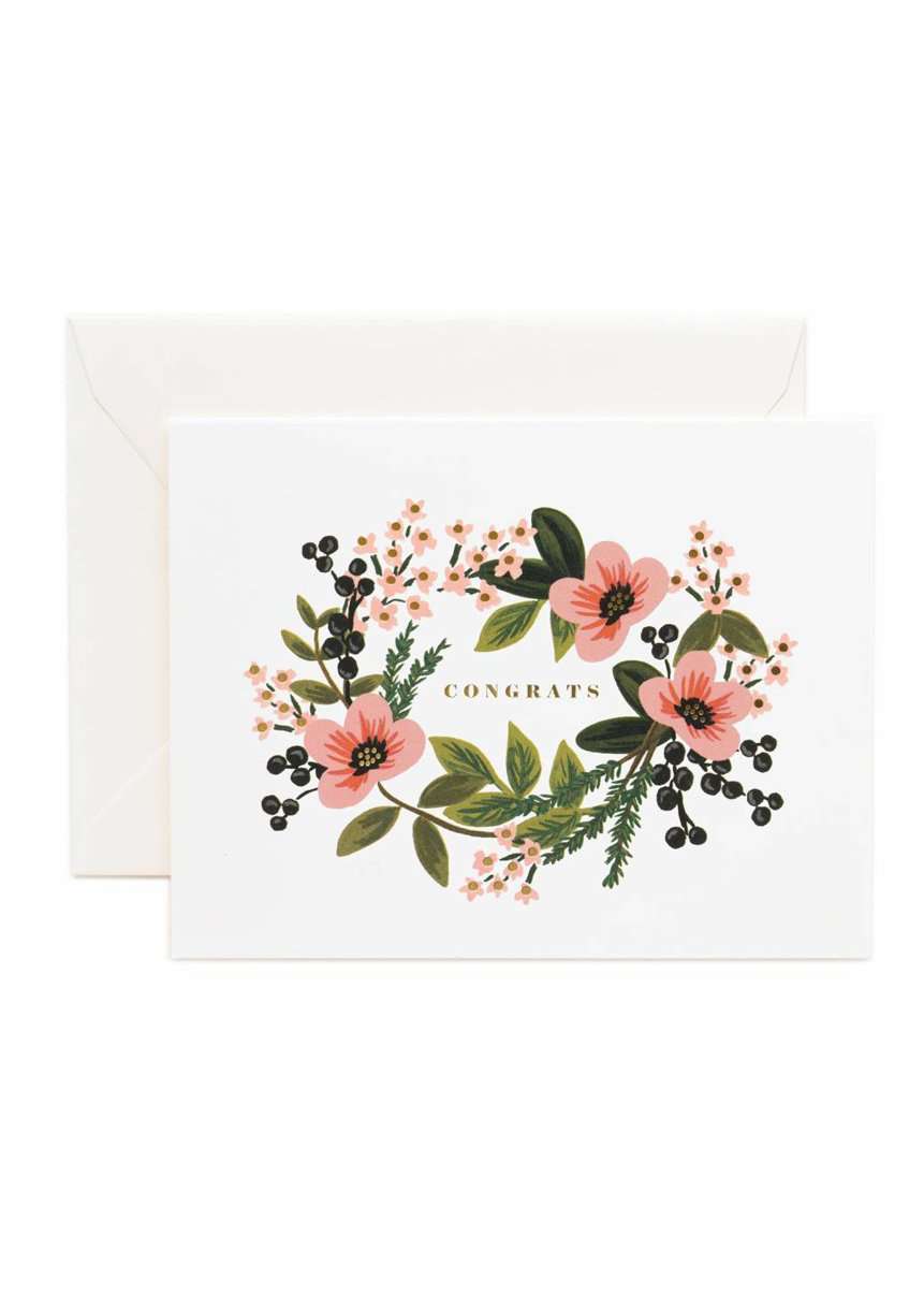 Affordable Conservative Congratulations Floral Green Pink Greeting Card