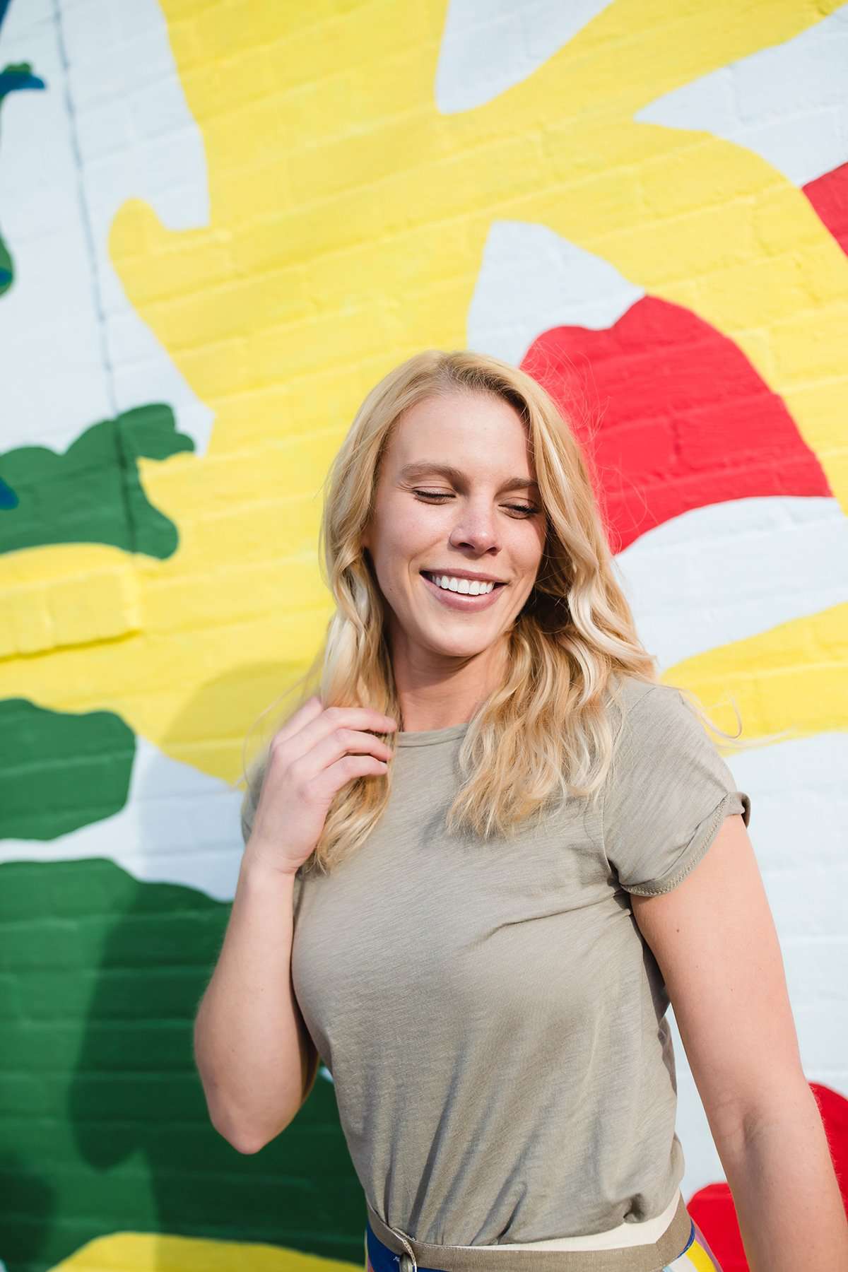 olive colored cotton rolled tee