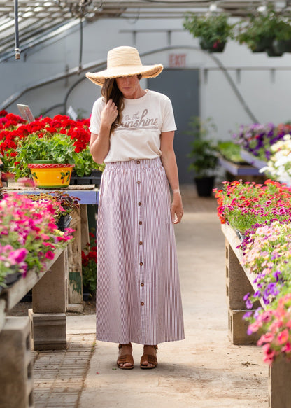 Cotton Striped Button Maxi Skirt - FINAL SALE Skirts