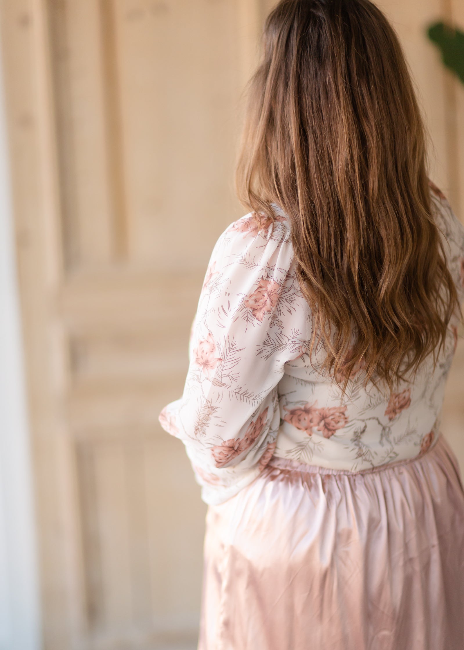 Cream Floral Flowy Blouse - FINAL SALE Tops