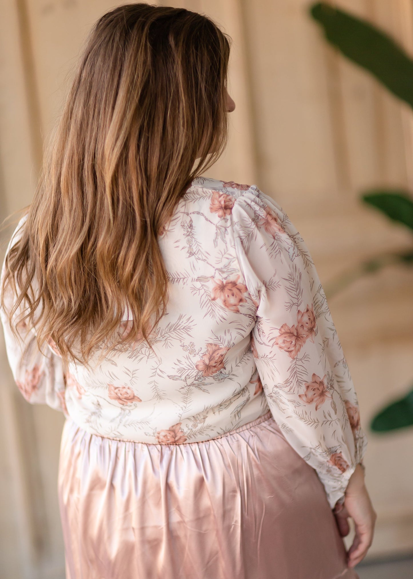 Cream Floral Flowy Blouse - FINAL SALE Tops