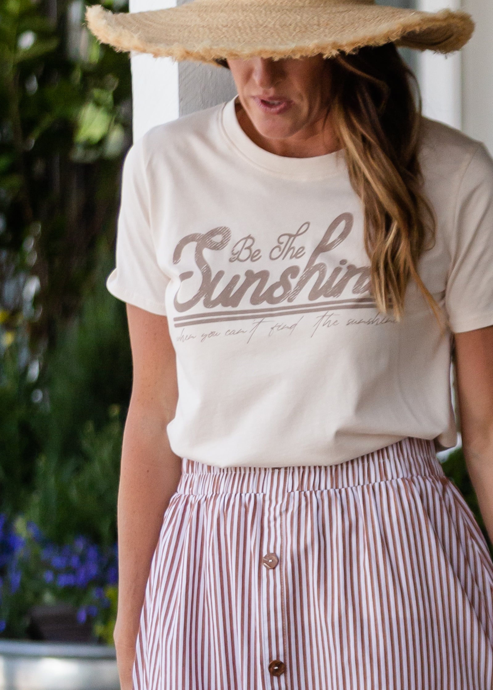 Cream Sunshine Graphic Tee Tops