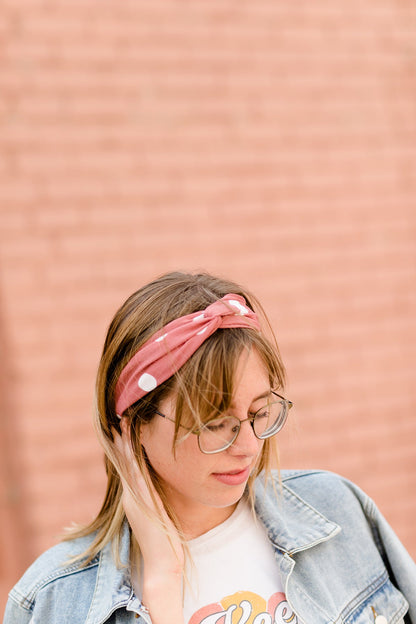 Criss Cross Style Headband Accessories Mauve Dot