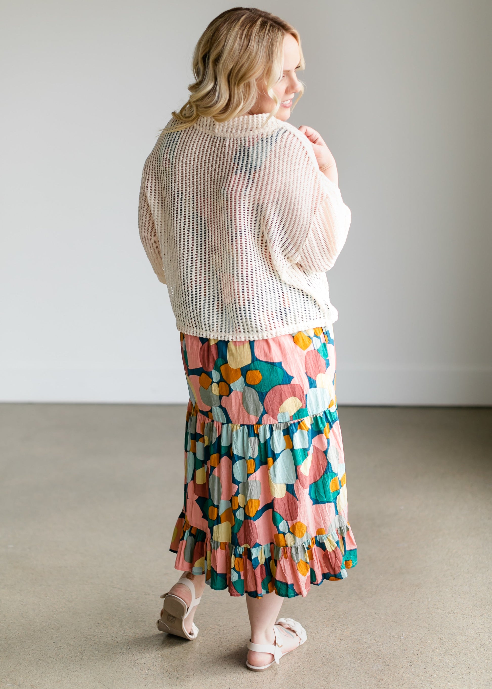 Crochet Cream Open Front Cardigan Tops