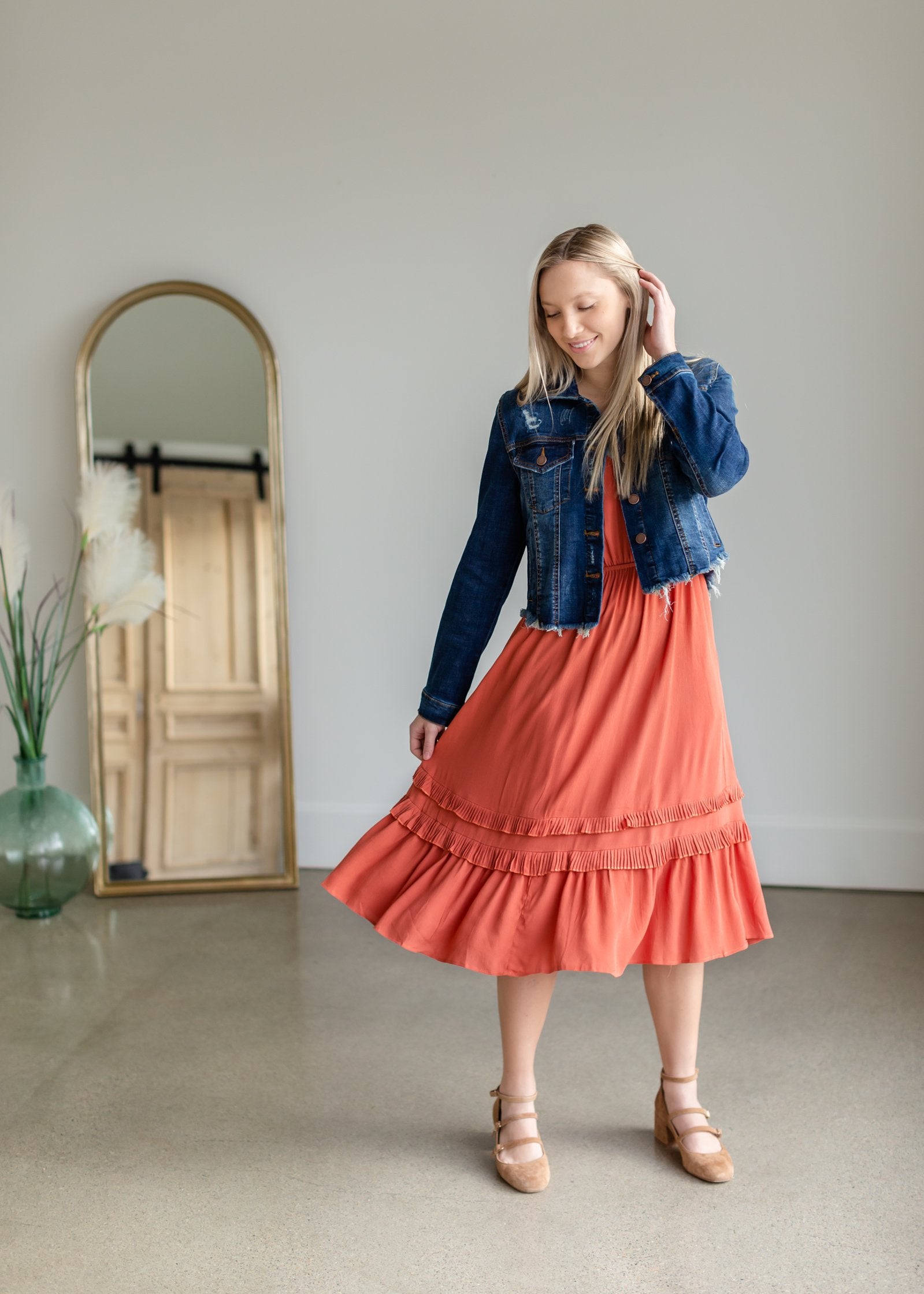 Dark Wash Distressed Denim Jacket Tops Risen