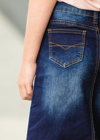 Dark Wash Long Denim Jean Skirt Skirts