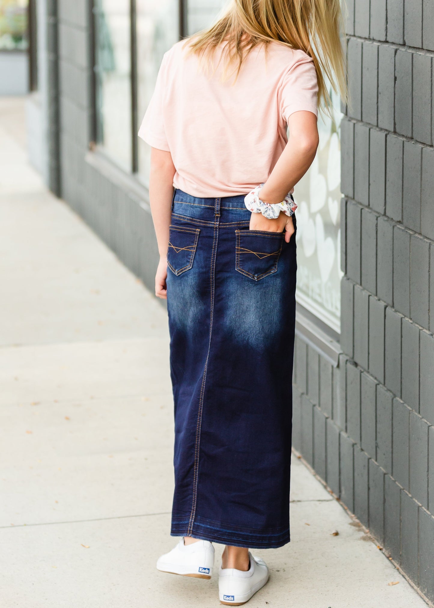 Dark Wash Long Denim Jean Skirt Skirts