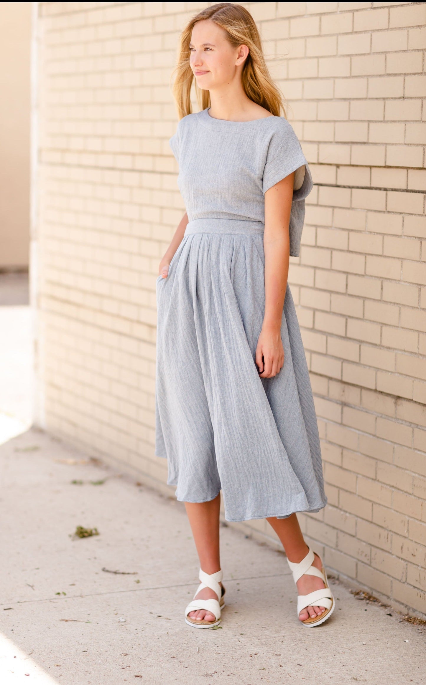 Denim Blue High Waisted Skirt Skirts