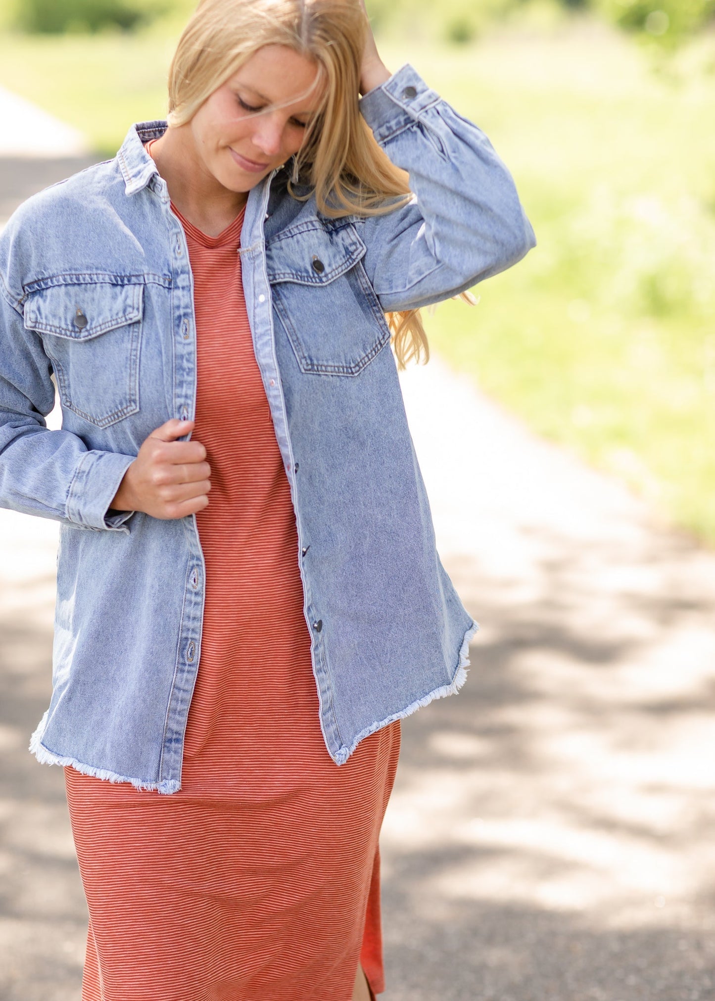 Denim Button Up Shacket - FINAL SALE Tops