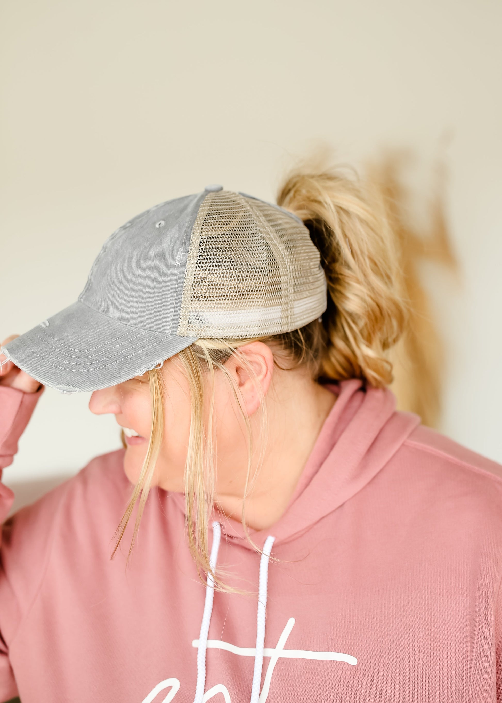 Distressed Messy Bun Hat - FINAL SALE Accessories