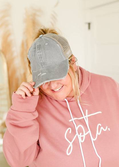 Distressed Messy Bun Hat - FINAL SALE Accessories