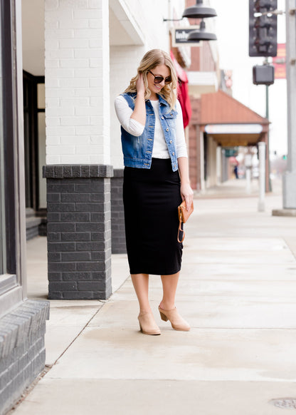 Distressed Premium Denim Vest - FINAL SALE Tops