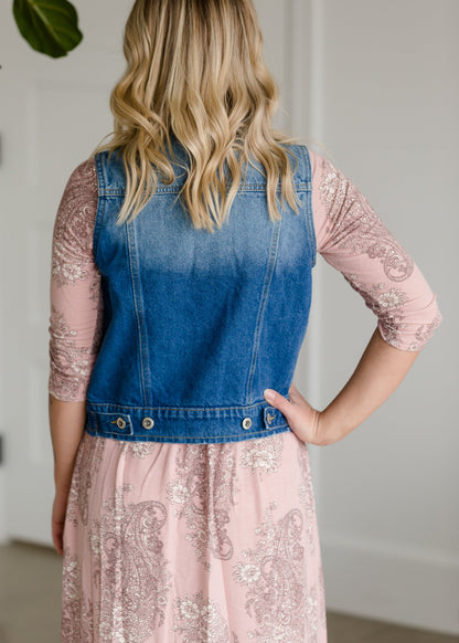 Distressed Premium Denim Vest - FINAL SALE Tops