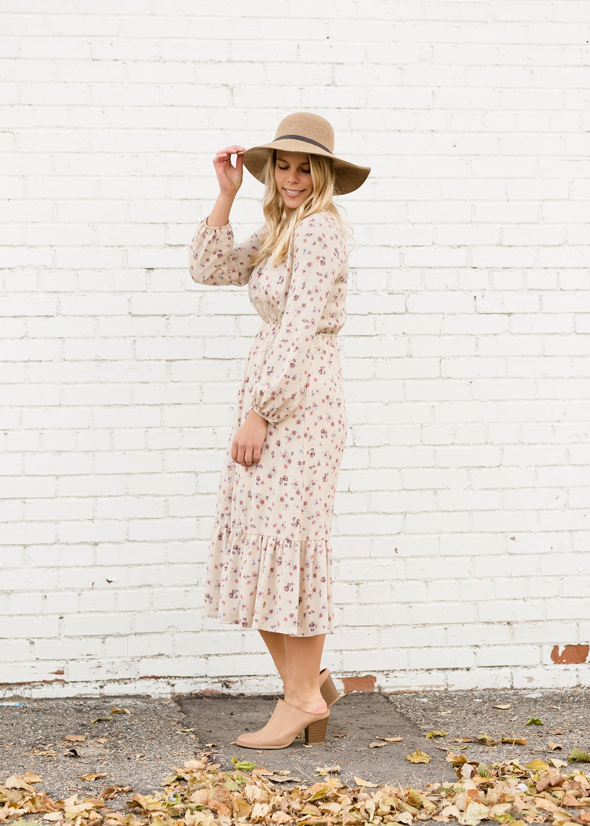 Ditsy Print Cream Floral Midi Dress - FINAL SALE Dresses