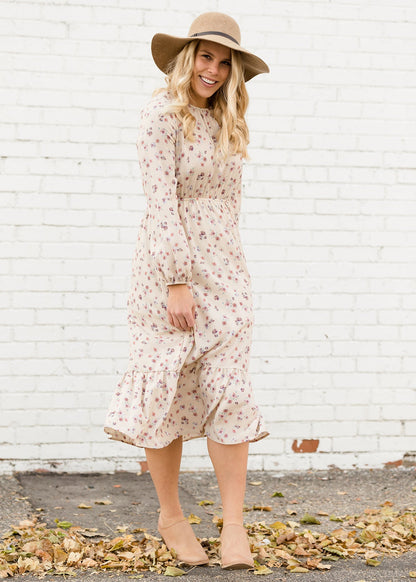 Ditsy Print Cream Floral Midi Dress - FINAL SALE Dresses