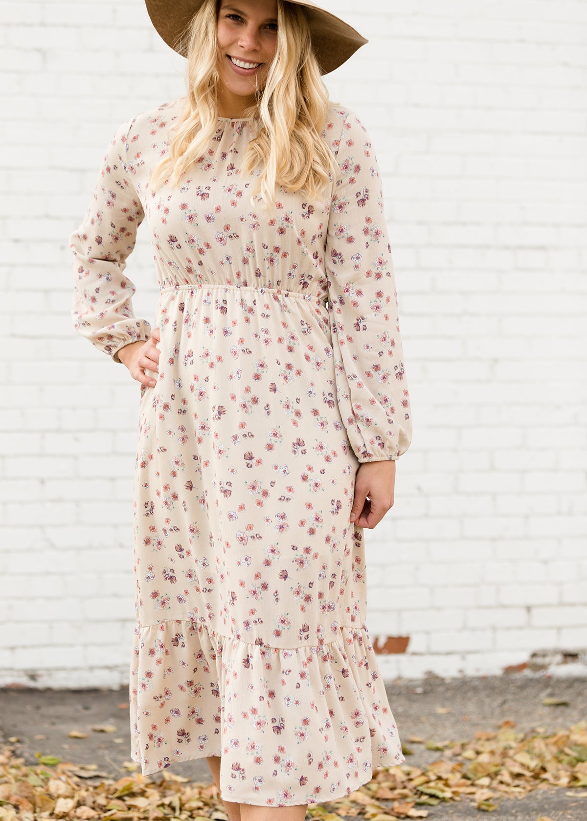 Ditsy Print Cream Floral Midi Dress - FINAL SALE Dresses