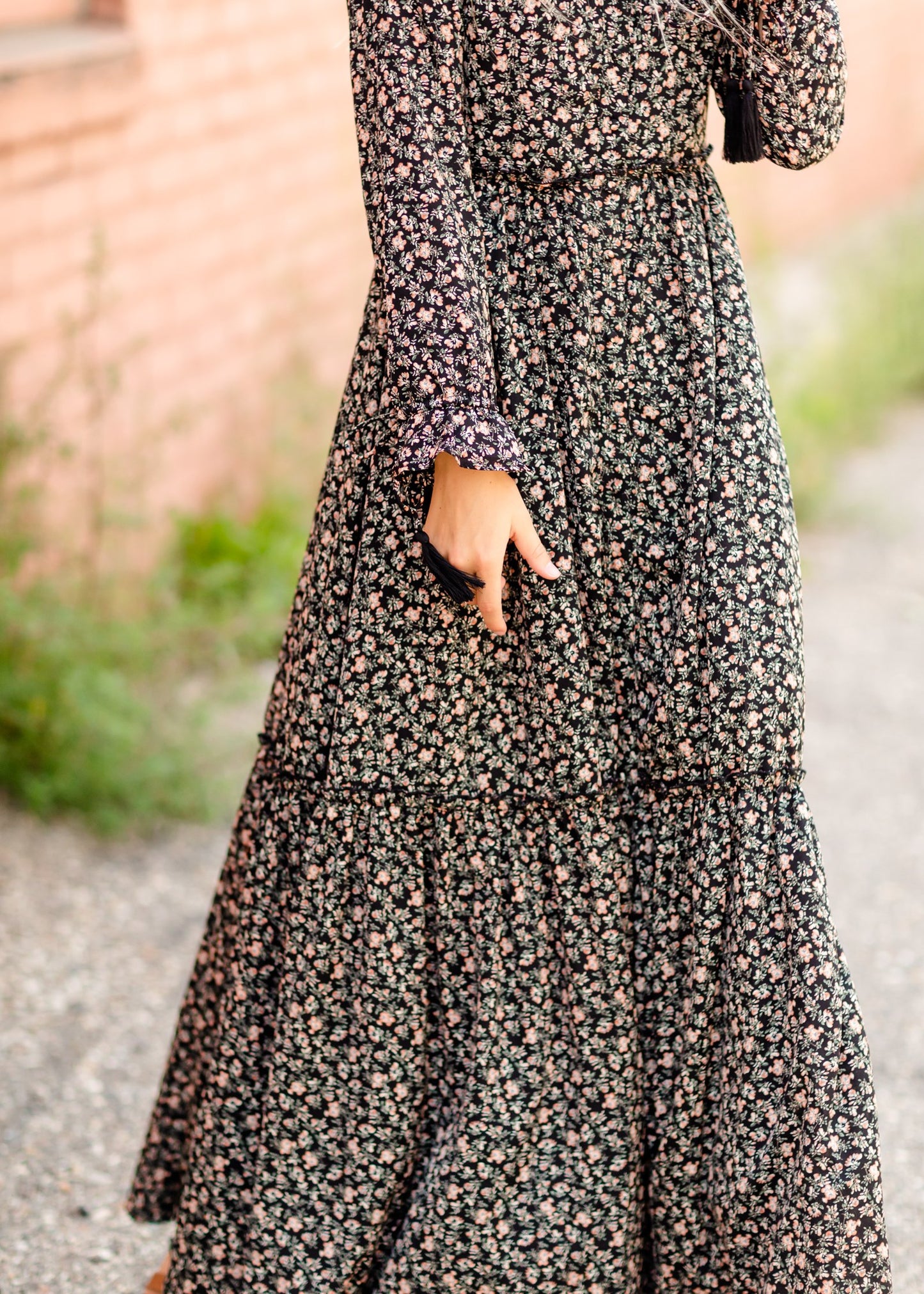 Ditsy Print Floral Tie Sleeve Maxi Dress Dresses Mikarose