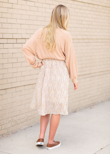 Ditsy Print Pleated Midi Skirt Skirts