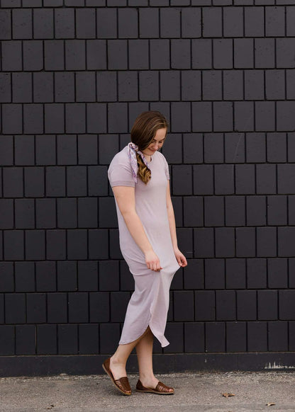 Modest lavender cotton maxi dress