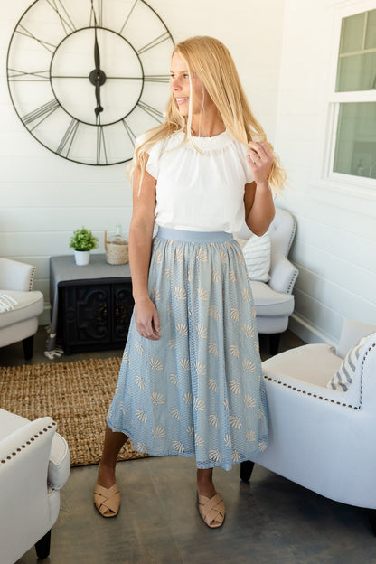 Dusty Blue Laced Midi Skirt - FINAL SALE Skirts