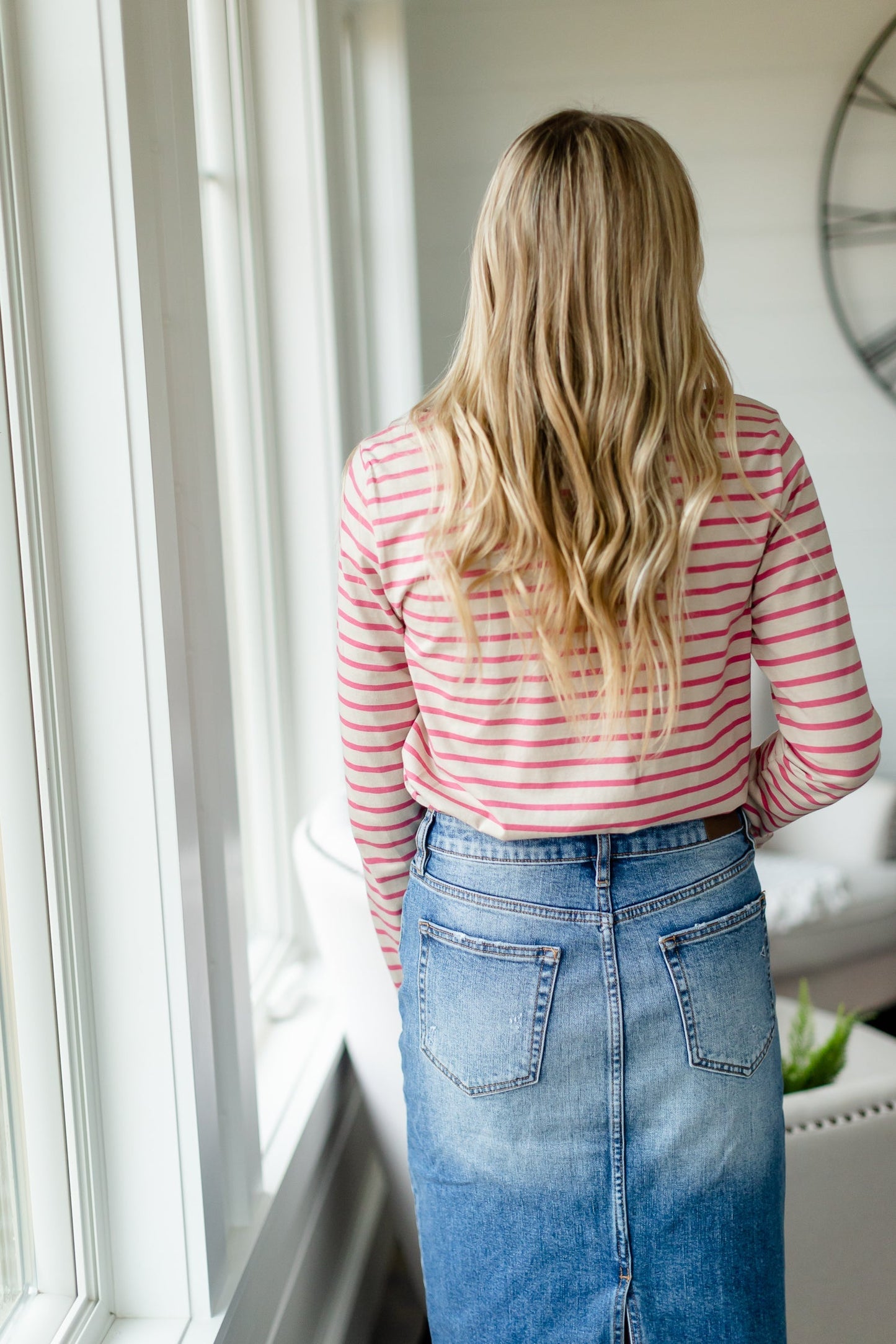 Dusty Pink Striped Top - FINAL SALE Tops