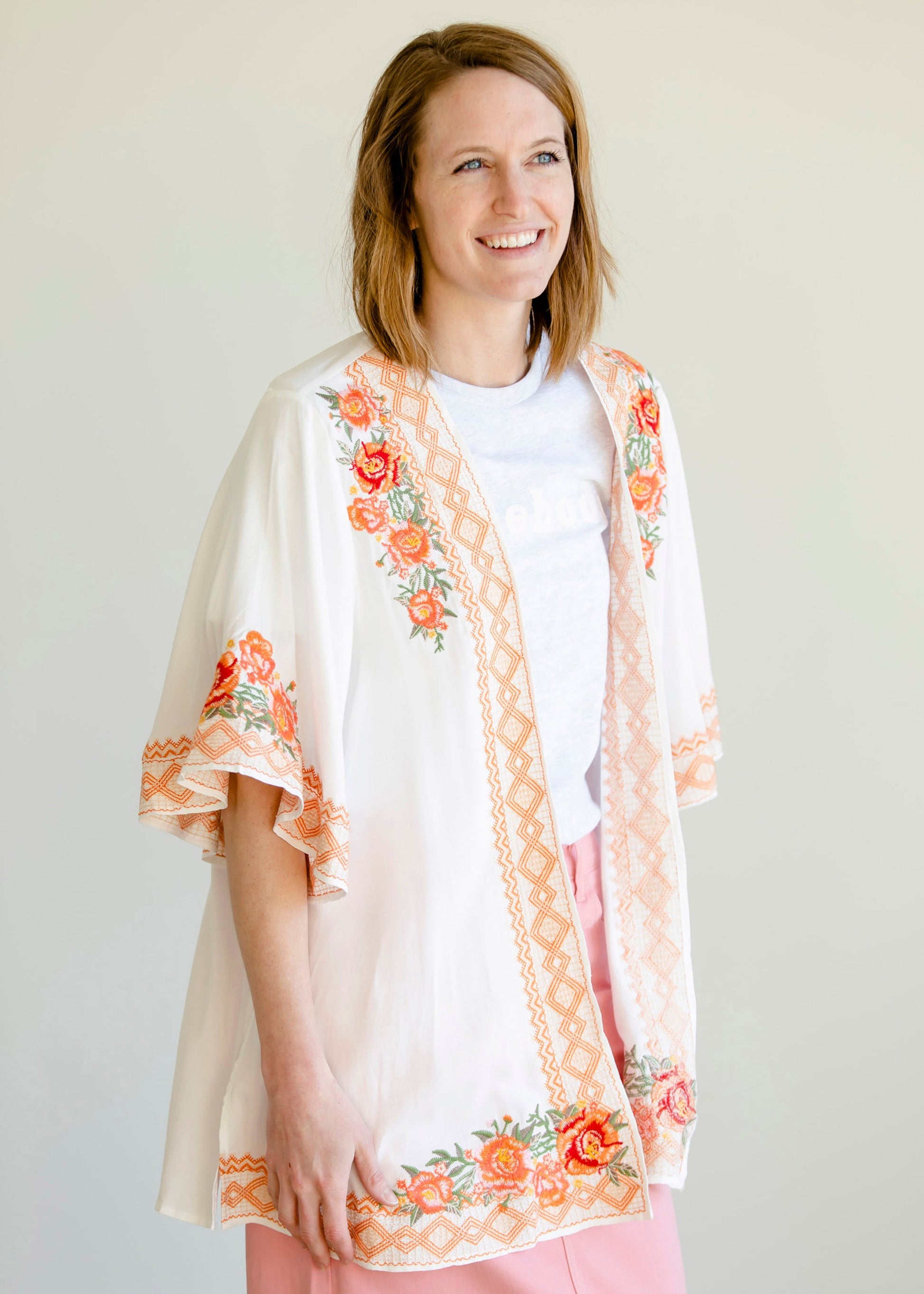 Embroidered Floral Open Front Kimono - FINAL SALE Layering Essentials