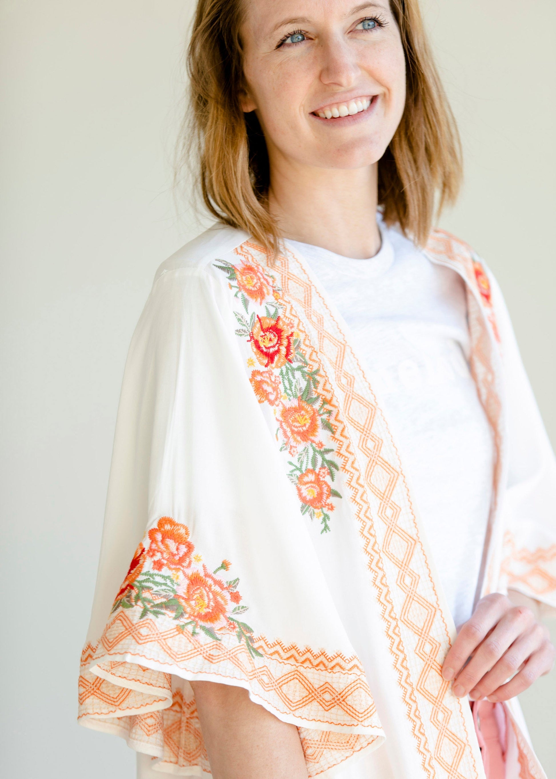 Embroidered Floral Open Front Kimono - FINAL SALE Layering Essentials