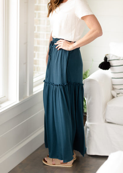 Emerald Tiered Ruffle Maxi Skirt Skirts