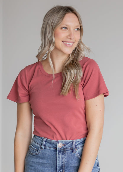 Essential Flutter Sleeve Top Tops Rosewood / XS