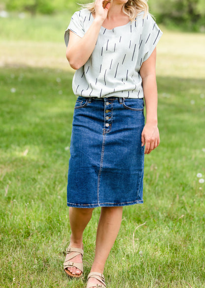 Five Button Medium Wash Jean Skirt Skirts