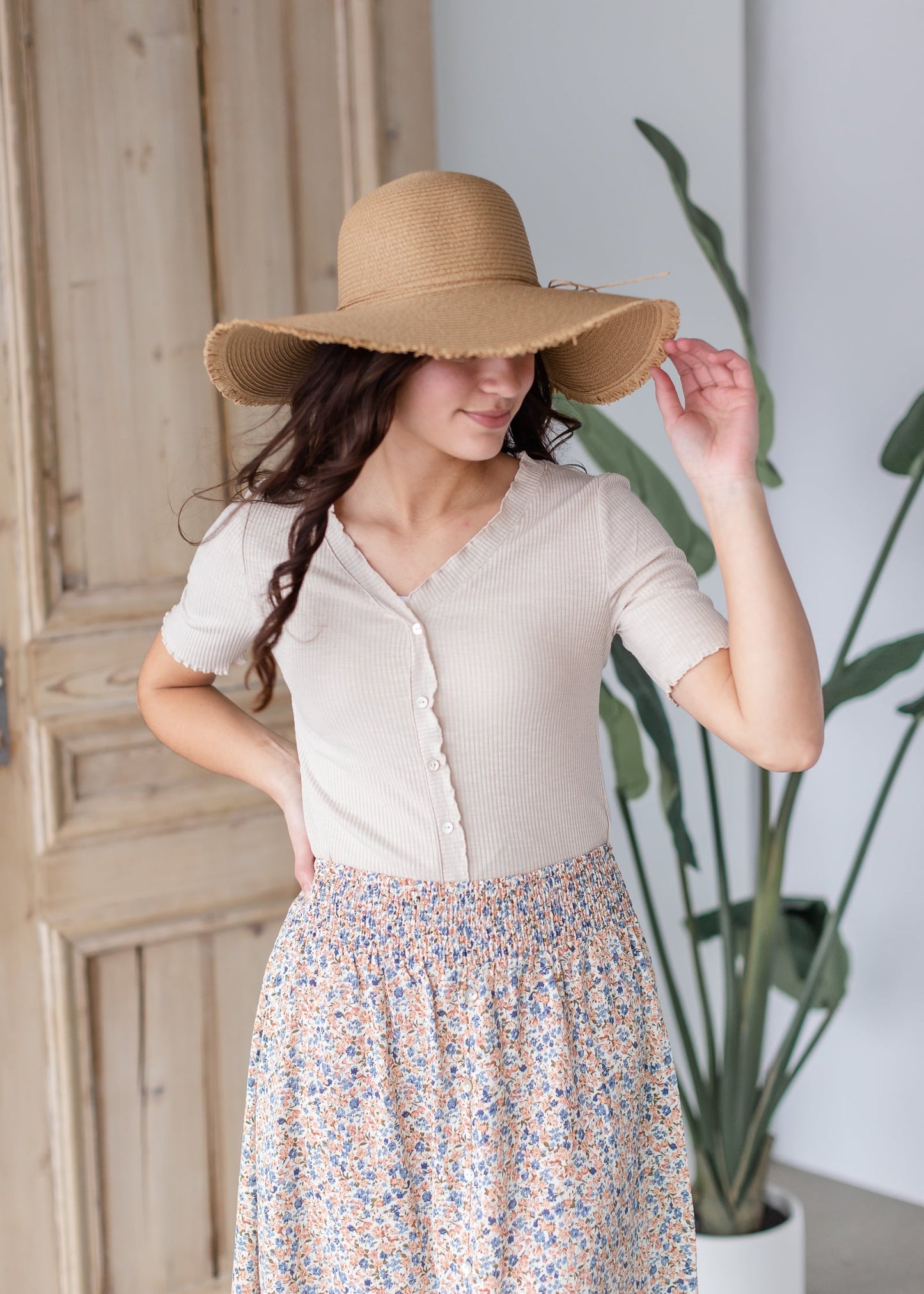 Floppy Straw Hat Accessories Space 46 Tan