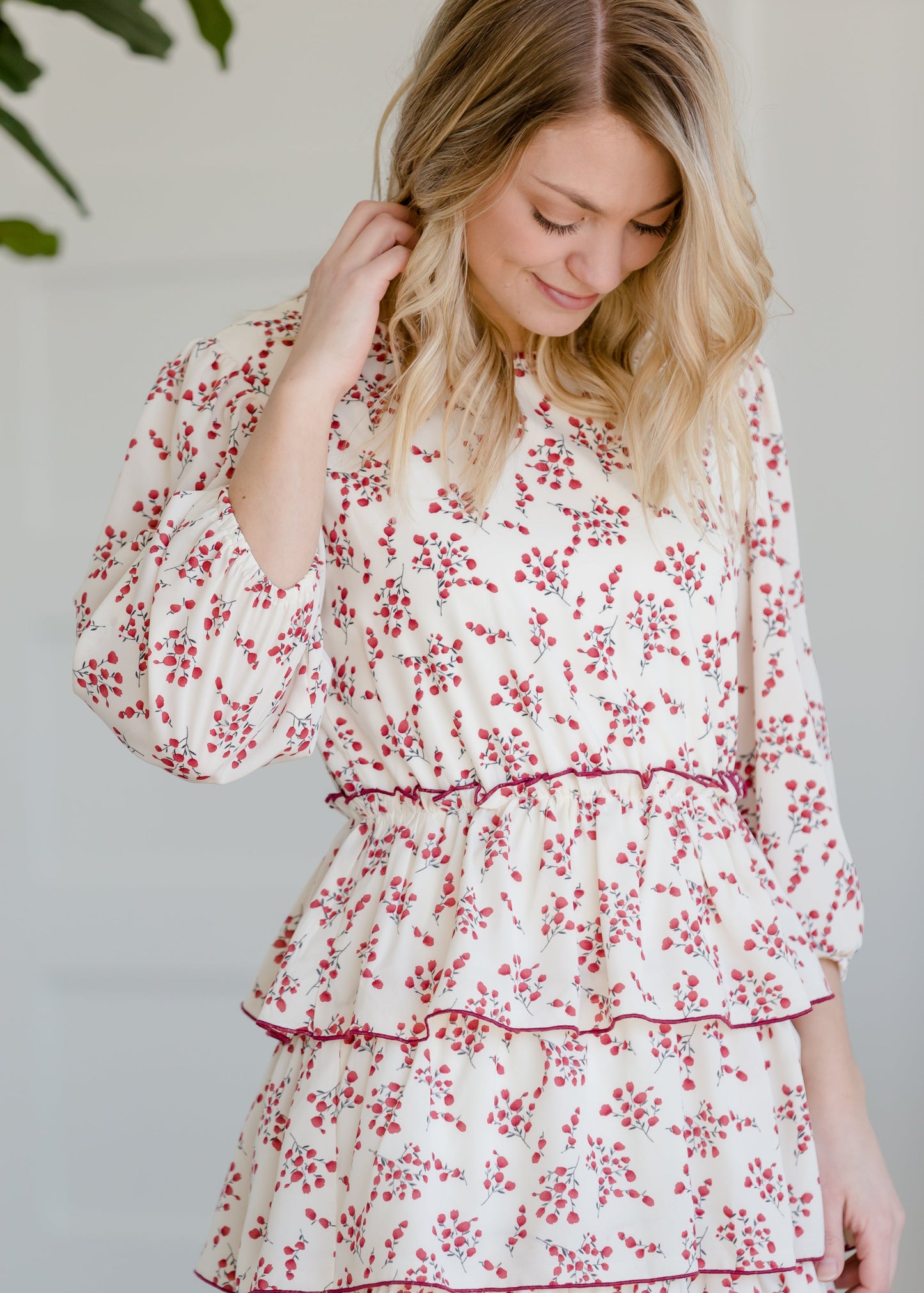 Floral and Cream Ruffled Midi Dress - FINAL SALE Dresses