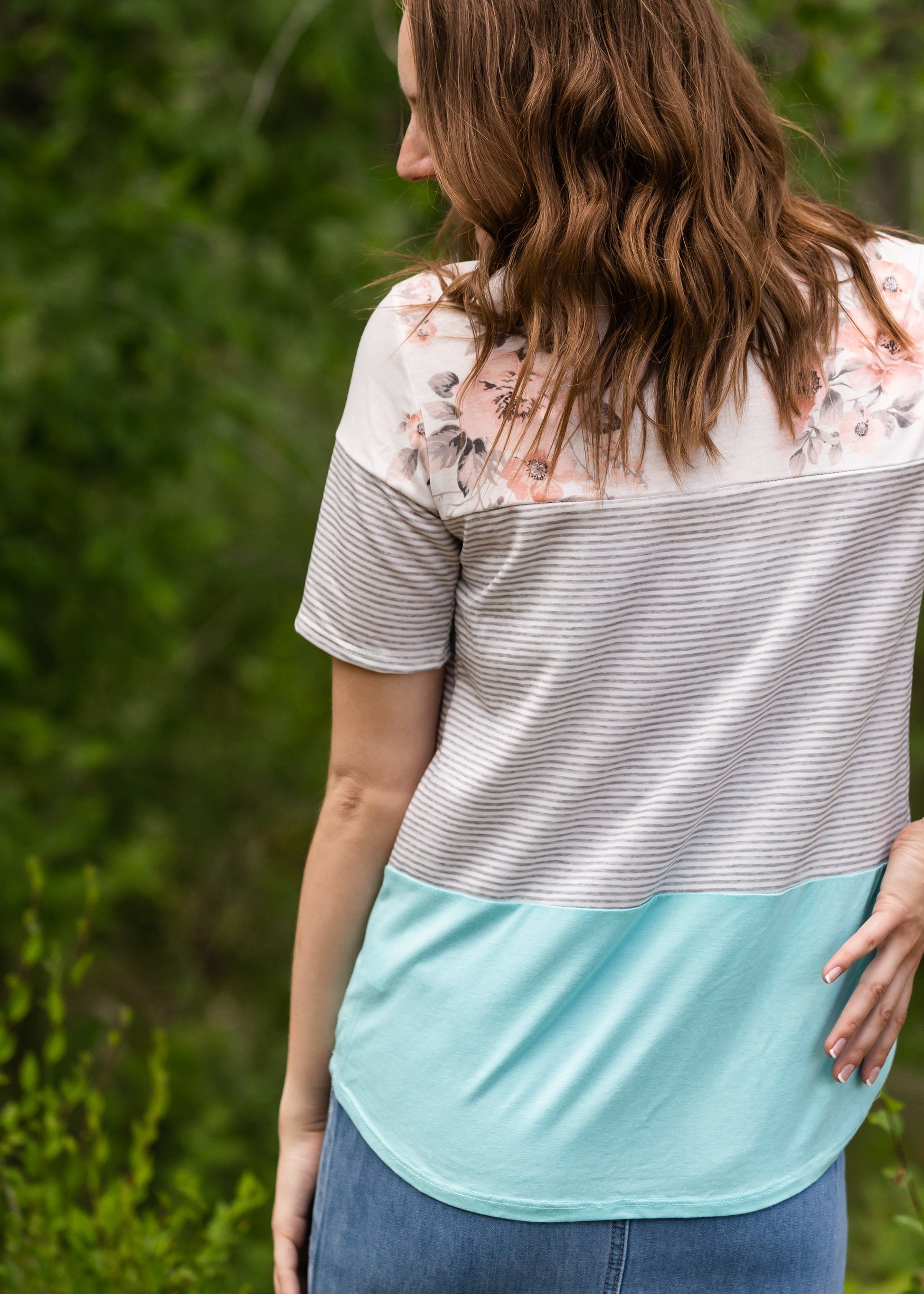 Floral and Striped French Terry Tee Tops