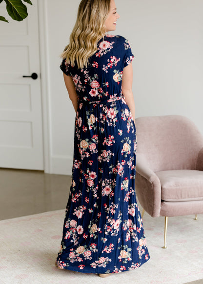 Floral Belted A-Line Maxi Dress Dresses