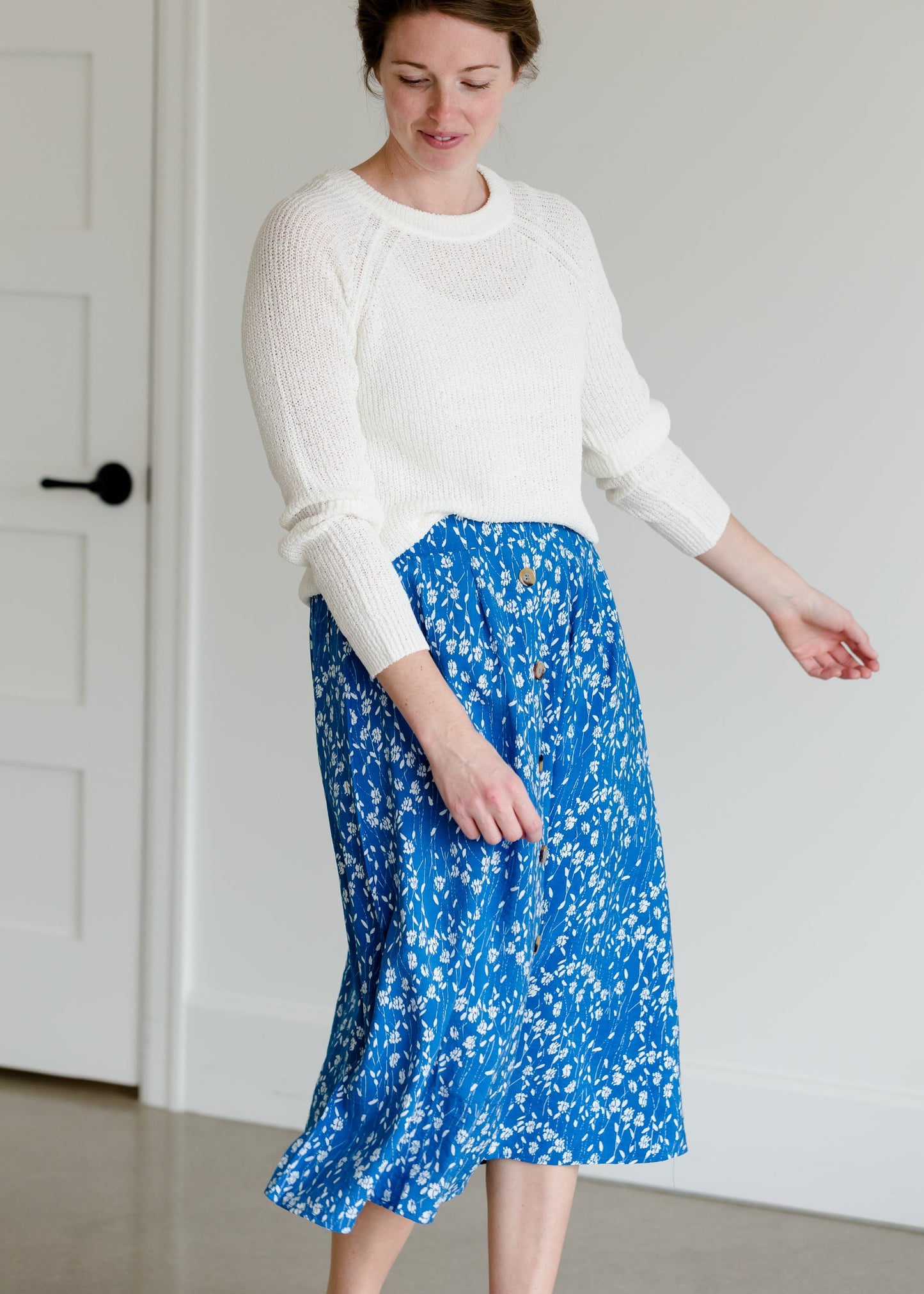 Floral Button Detail Midi Skirt - FINAL SALE Skirts