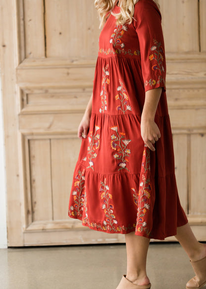 Floral Embroidered Midi Dress - FINAL SALE Dresses