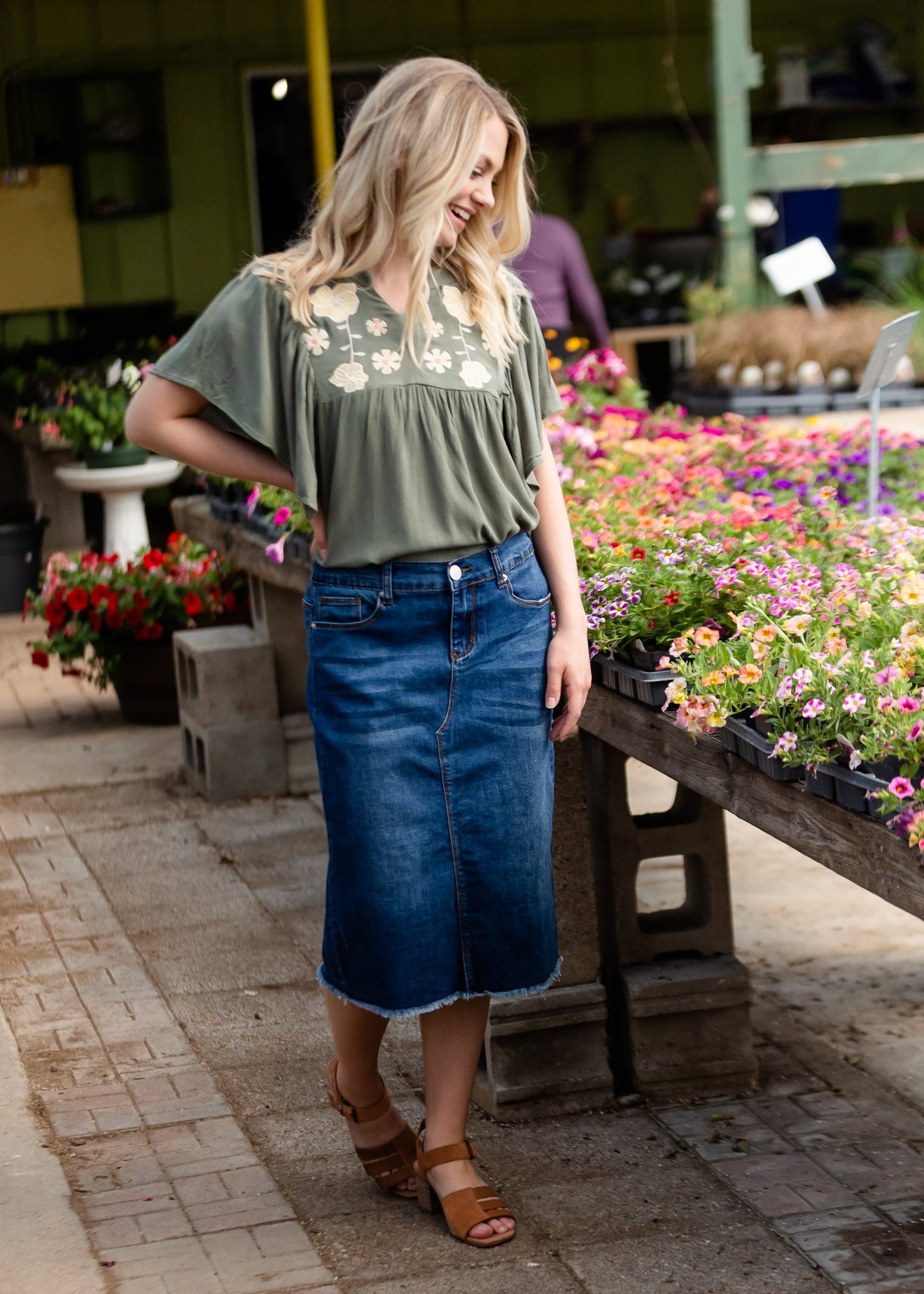 Floral Embroidered Ruffle Sleeve Top - FINAL SALE Tops