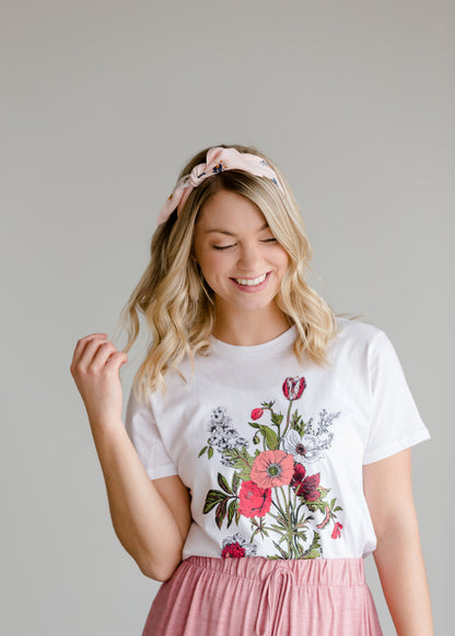 Floral Graphic Short Sleeve Tee Tops