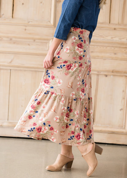 Floral Layered Stretch Maxi Skirt - FINAL SALE Skirts