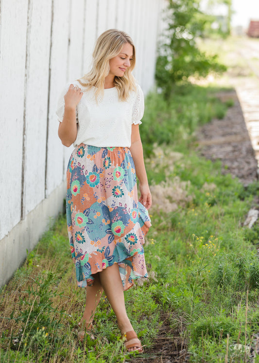 Floral Patchwork Wrap Midi Skirt - FINAL SALE Skirts