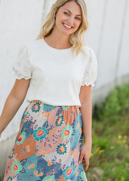 Floral Patchwork Wrap Midi Skirt - FINAL SALE Skirts