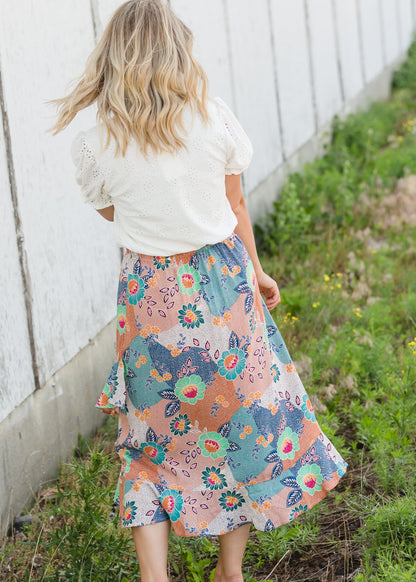 Floral Patchwork Wrap Midi Skirt - FINAL SALE Skirts