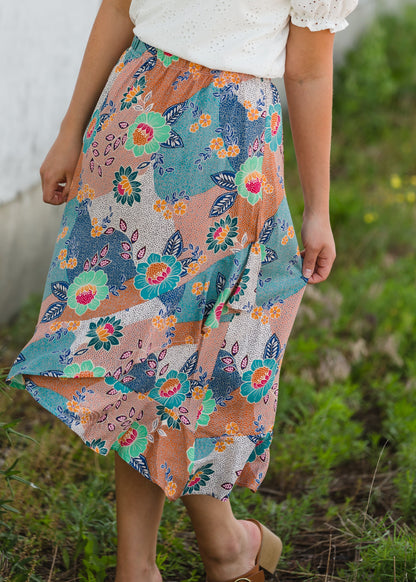 Floral Patchwork Wrap Midi Skirt - FINAL SALE Skirts