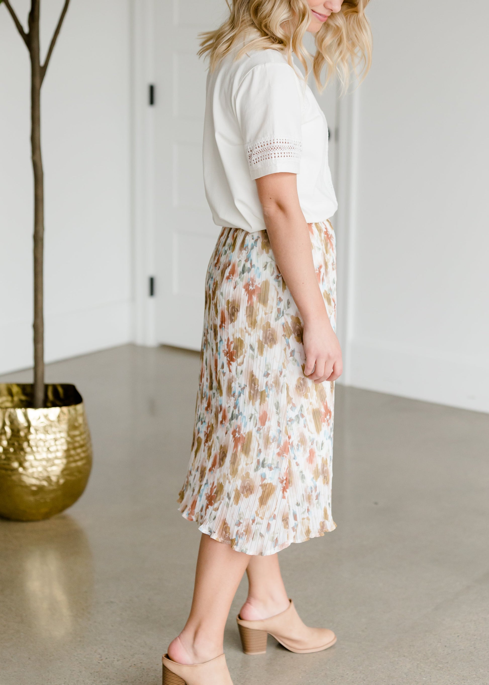 Floral Pleated Midi Skirt - FINAL SALE Skirts